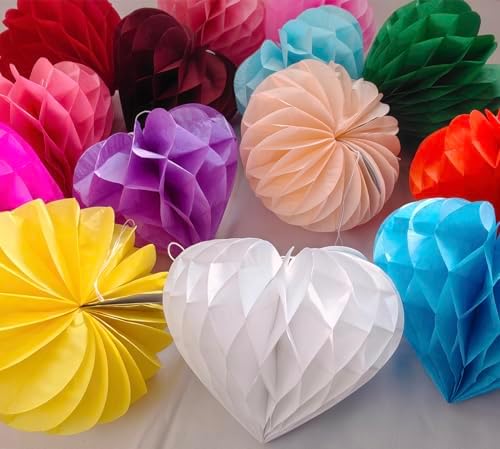 Heart Shaped Honeycomb Balls Party Decor 10pcs White