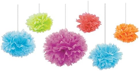 Beistle Assorted Tissue Fluff Balls Party Decorations