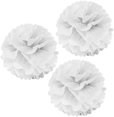 Wrapables 12 Inch Set of 3 Tissue Pom Poms White
