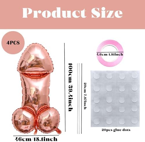 4 Pcs Bachelorette Balloons Funny Party Favors Decorations for Bridal Shower and Engagement