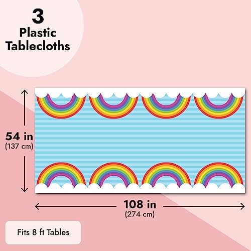 Juvale Rainbow Tablecloth 3-Pack for Birthday Decorations