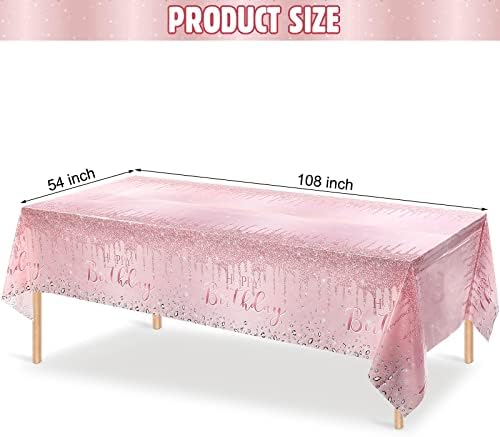 3 Pcs Pink Rose Gold Glitter Tablecloths for Parties