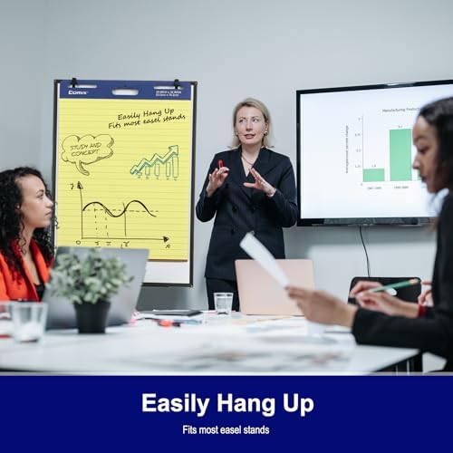 Comix Sticky Easel Pad 25x30 Inches Yellow Lined Chart Paper 30 Sheets 2 Pads Pack