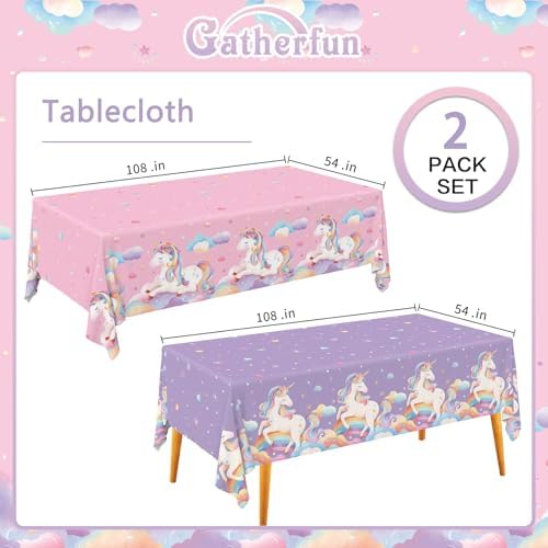 Gatherfun Unicorn Party Supplies Set 2-Pack Tablecloths