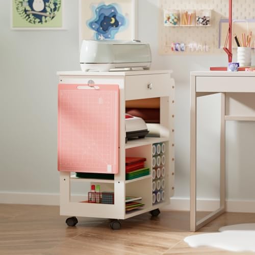 Crafit Craft Cart Organizer Table with Vinyl Roll Holder and Storage