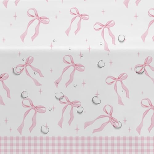 Pink Bow Party Decorations Tablecloth Set 3 Pack 86x55in