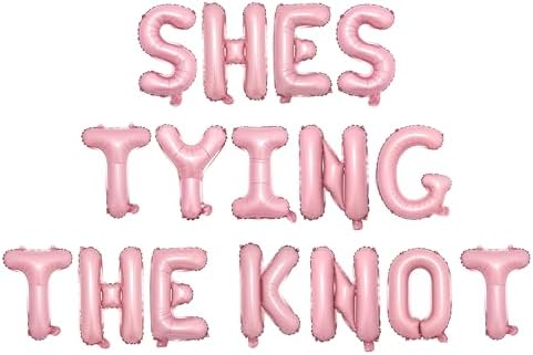 Merrystorm Shes Tying the Knot Foil Balloon Banner Pink Wedding Decorations