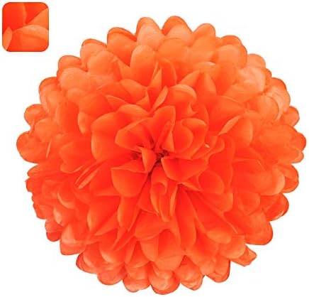 MISU 10 Inch Orange Tissue Pom Poms Pack of 18