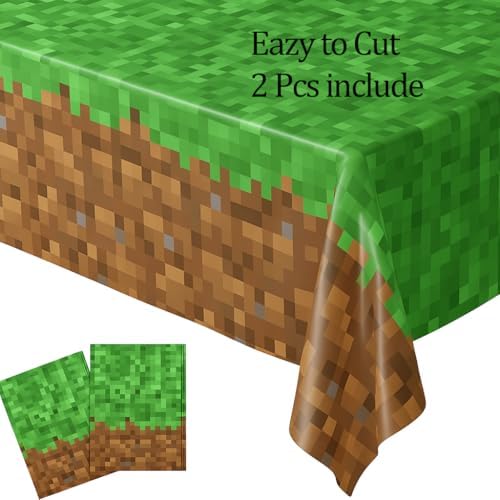 Pixel Party Favors Bulk Set - 12 Pcs Goodie Bags and 2 Pcs Tablecloth for Mining Birthday Party 1