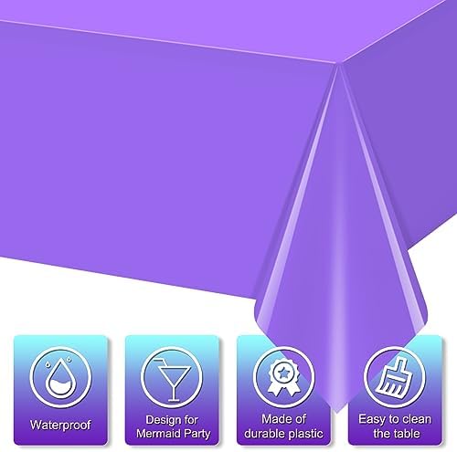 6 Pack Mermaid Tablecloths Blue Purple Princess Decor for Parties