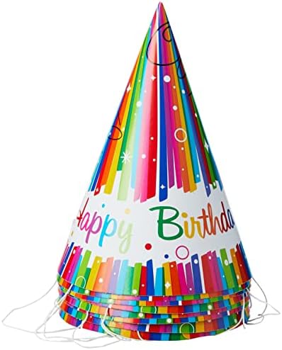 Multicolor Rainbow Ribbons Party Hats Pack Of 8