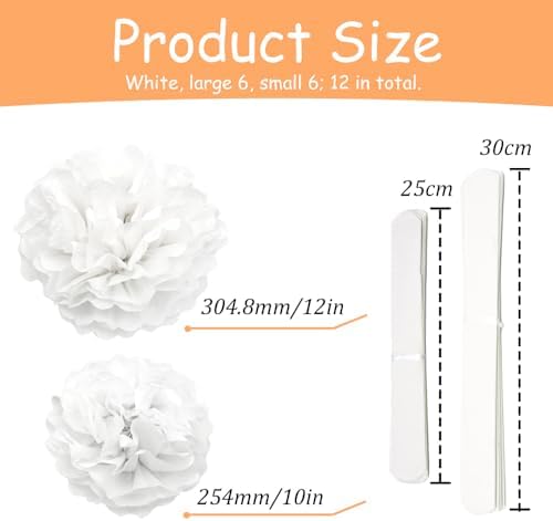 Yosawa 12 Pcs Tissue Paper Pom Poms Flowers Decorations