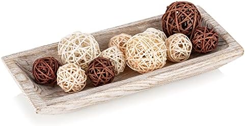 Hanobe Decorative Wood Dough Bowl Rustic Unfinished Natural Table Centerpiece Candle Holder