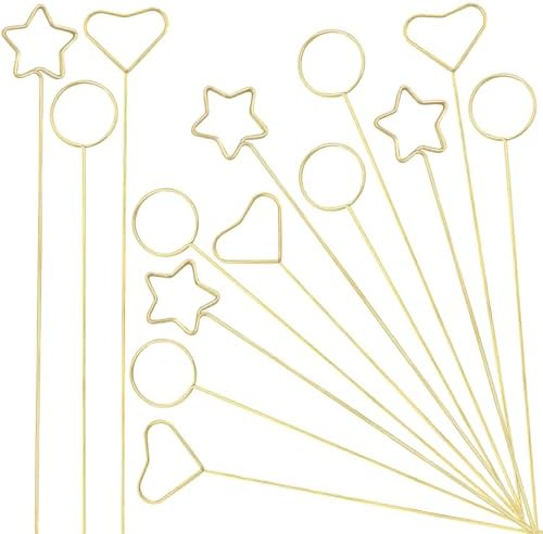 30 Pcs Golden Floral Card Holder Picks for Weddings