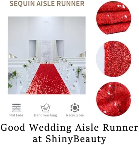 ShinyBeauty Red Sequin Aisle Runner 2FTx15FT
