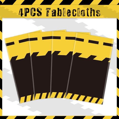 FVEOCR 4 Pack Black Racetrack Table Covers for Construction Themed Birthday Party Decorations