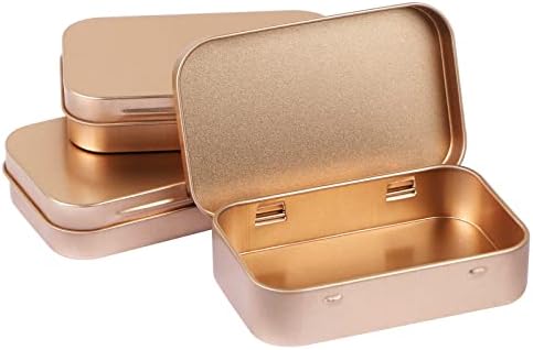 MIDELONG 3 Pack Rose Gold Metal Tins Box with Lid Organizer