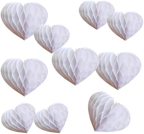 Heart Shaped Honeycomb Balls Party Decor 10pcs White
