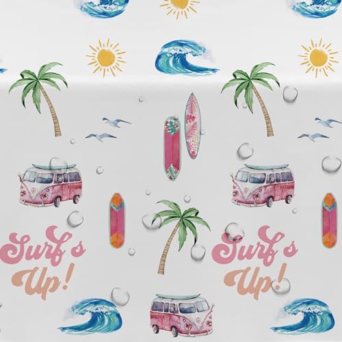 Surfs Up Party Tablecloth - 3 Pack Pink Beach Birthday Decorations