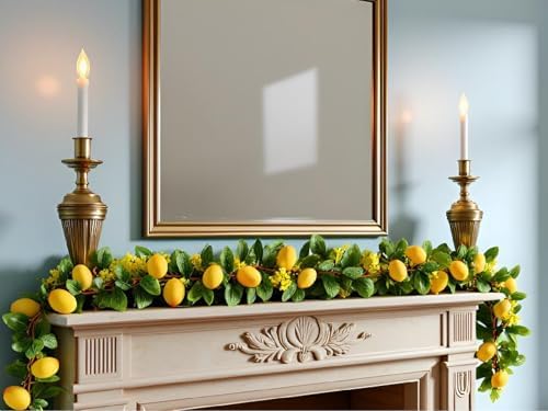 2PCS Artificial Lemon Garland 12Ft Total for Wedding and Home Decor