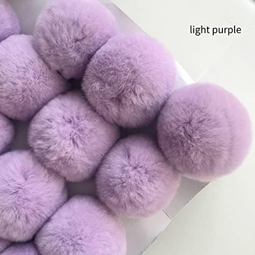 8cm Real Fur Pompons 16pcs Light Grey