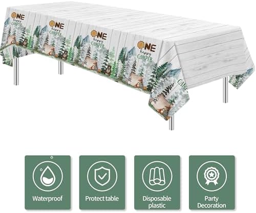 Camping Birthday Party Tablecloth Set 3 Pack 54x108