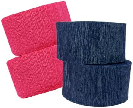 K-Kraft USA-Made Crepe Paper Streamers 2 Rolls Hot Pink and 2 Rolls Midnight Blue