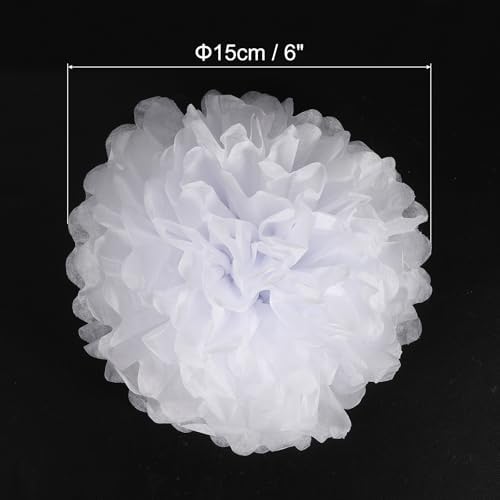 PATIKIL 6 Inch White Tissue Pom Poms Flowers 20 Pack