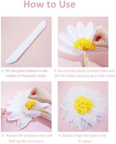 Penta Angel Daisy Tissue Paper Flowers Pom Poms 6Pcs