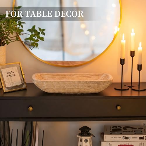 Hanobe Decorative Wood Dough Bowl for Centerpieces