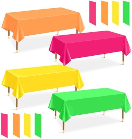 12 Pack Assorted Neon Rainbow Tablecloths