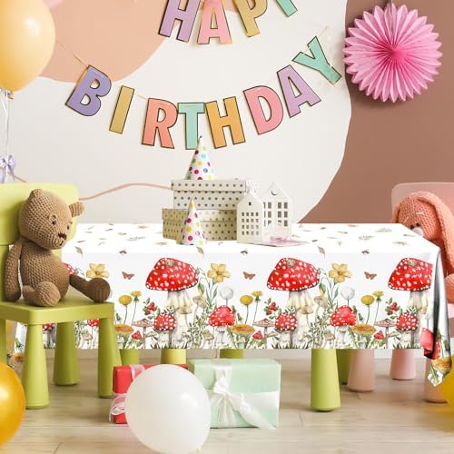 Juweked 3Pcs Mushroom Tablecloth Rectangles