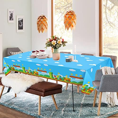 3 PCS Video Games Party Tablecloth Set 866 x 512in Plastic Table Covers for Birthday Party Decorations