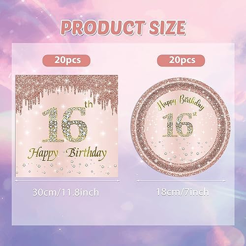 40PCS Rose Gold Sweet 16 Party Decorations for Girls