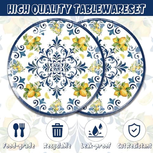Capri Lemon Party Plates and Napkins 40 PCS