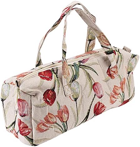 Rose Jacquard Knitting Tote Bag with Large Capacity