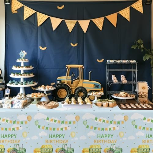 Tractor Birthday Tablecloth Set - 3 Pack 54in x 108in