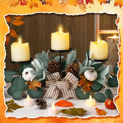 Thanksgiving Candle Centerpieces with 3 Holders Fall Decor