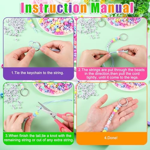 Landical 564 Pcs DIY Bead Keychain Kit
