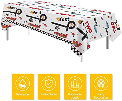 Xigejob Race Car 2nd Birthday Tablecloth Set