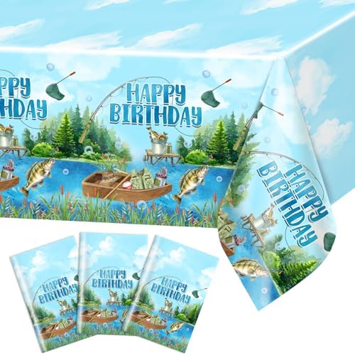 Avezano 3 Pcs Fishing Birthday Tablecloths