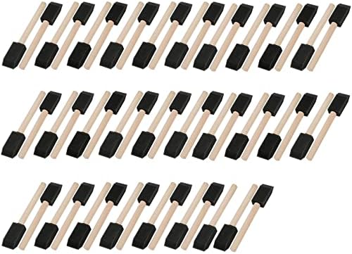 Mister Rui 50 Pack Foam Paint Brushes 1 Inch Wood Handle