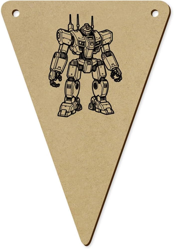 5 x 140mm Mecha Robot Wooden Bunting Flags