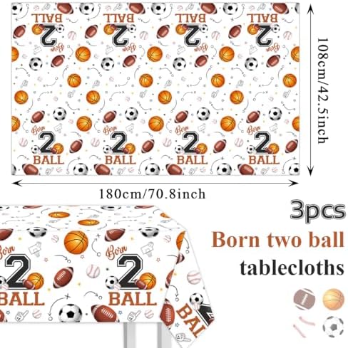 CMUSKO Born Two Ball Birthday Tablecloths 3Pcs Set