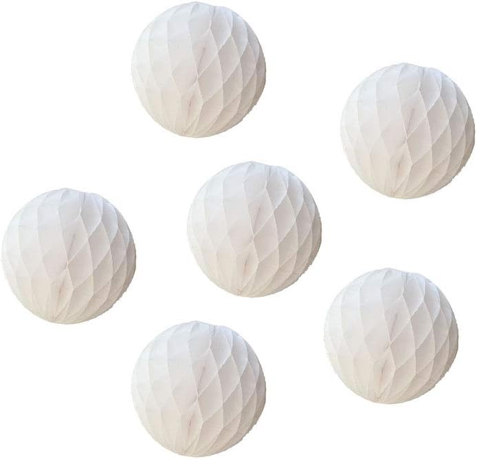 6PCS White 6inch Honeycomb Paper Balls for Party Decorations