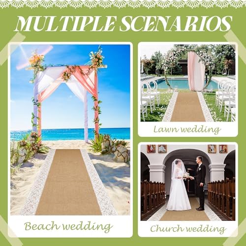 Moonoom 20 Ft x 36 In Natural Burlap Wedding Aisle Runner