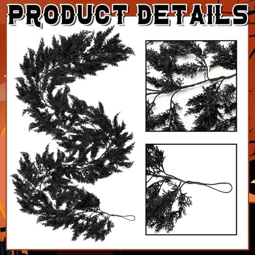 XunYee 6 Foot Black Halloween Garland for Home Decor