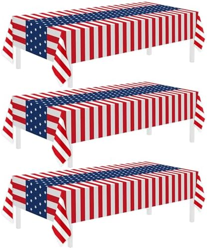 Childom 3 Pack Patriotic Tablecloths 54x108 Inches