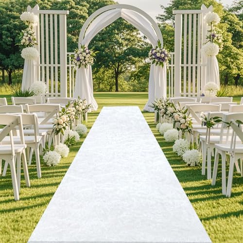 White Velvet Wedding Aisle Runner 5FTx15FT Runway Carpet for Events