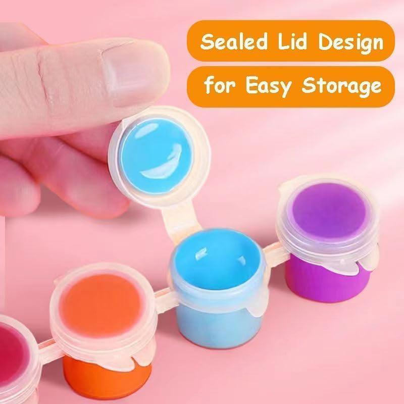 30 Pack Mini Acrylic Paint Set with 12 Colors and 60Pcs Brushes